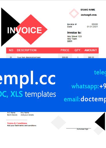 # daisy fleur universal multipurpose tax invoice template in Word and PDF format, fully editable