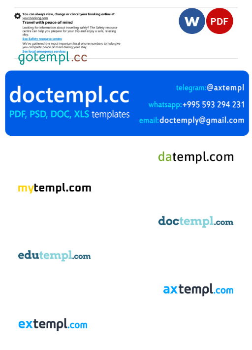 Marshall Islands hotel booking confirmation Word and PDF template, 2 pages - Image 2