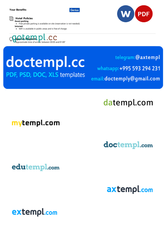 Burundi hotel booking confirmation Word and PDF template, 2 pages - Image 2