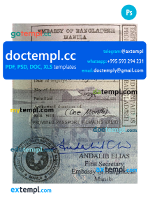 Bangladesh stamp tourist visa PSD template