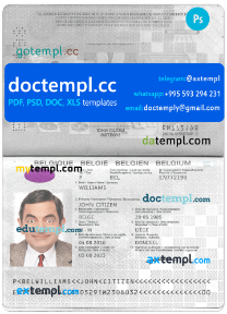 Belgium passport PSD template, 2017 - present