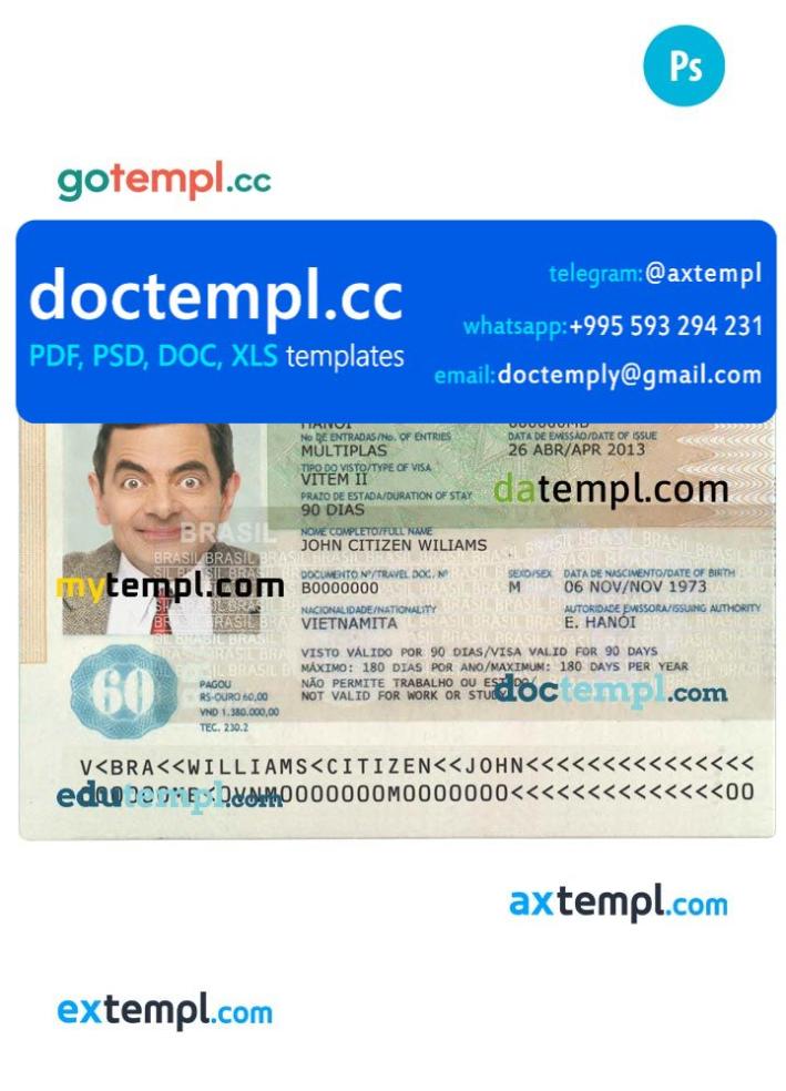 BRAZIL visa PSD template, with fonts, version 2