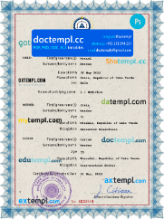 Cabo Verde vital record birth certificate PSD template, completely editable