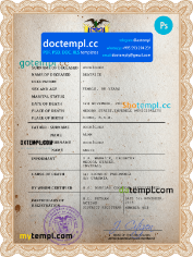 Colombia vital record death certificate PSD template, fully editable