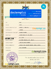 Cuba vital record death certificate PSD template, completely editable