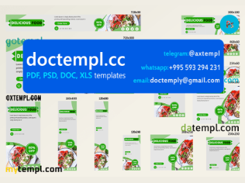 # culinary green editable banner template set of 13 PSD
