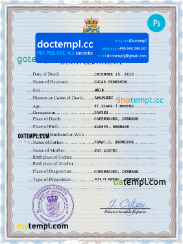 Denmark vital record death certificate PSD template, fully editable