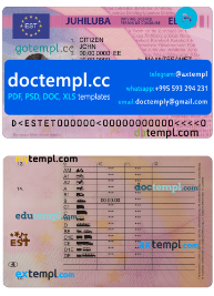 Estonia driving license PSD template, fully editable