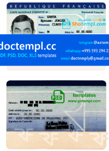 France ID template in PSD format, fully editable