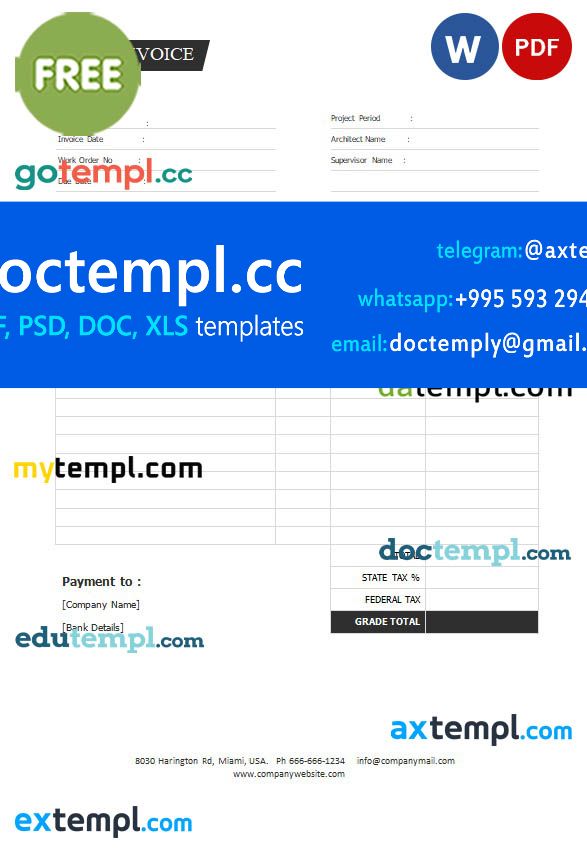 Free Tax Invoice template in word and pdf format