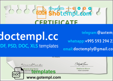 USA Art Award certificate template in Word and PDF format