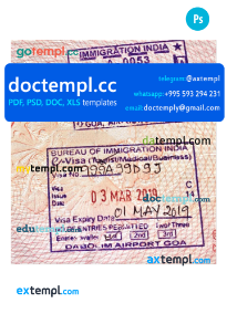 India stamp tourist visa PSD template