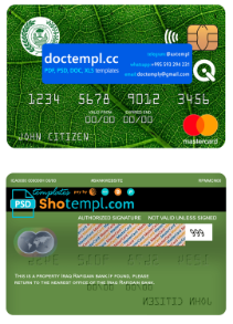 Iraq Rafidain bank mastercard, fully editable template in PSD format