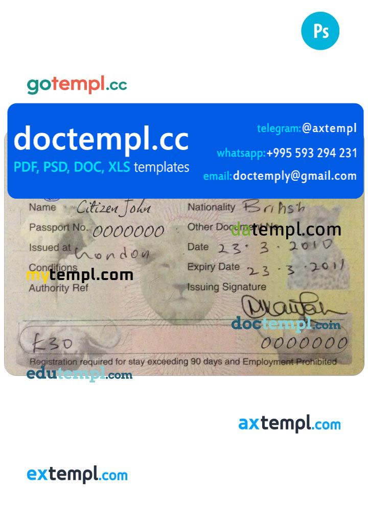 Kenya multiple journey visa PSD template, completely editable, with fonts