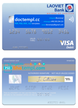 Laos Lao-Viet visa card fully editable template in PSD format