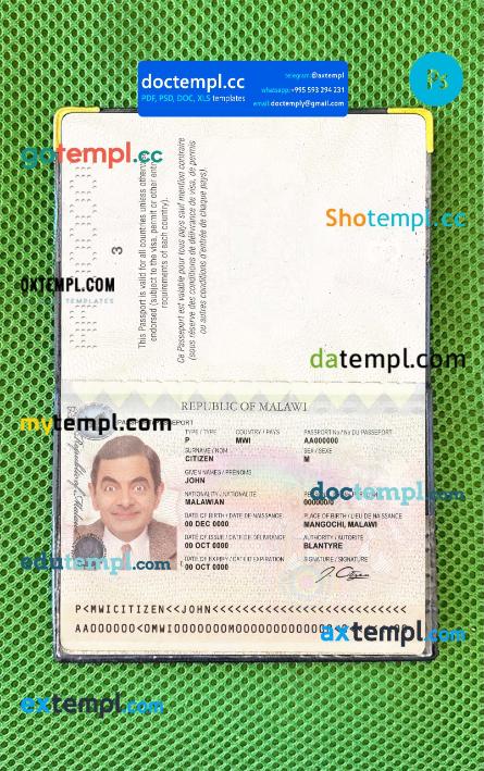 Malawi Passport PSDs Editable Scan And Photograghed Picture Template