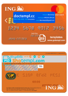 Netherlands ING Orange mastercard template in PSD format, fully editable