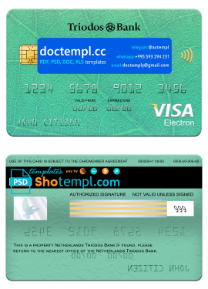 Netherlands Triodos bank visa electron card, fully editable template in PSD format