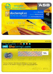 New Zealand ASB bank mastercard, fully editable template in PSD format