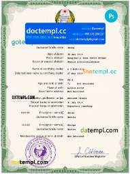 North Korea death certificate PSD template, completely editable