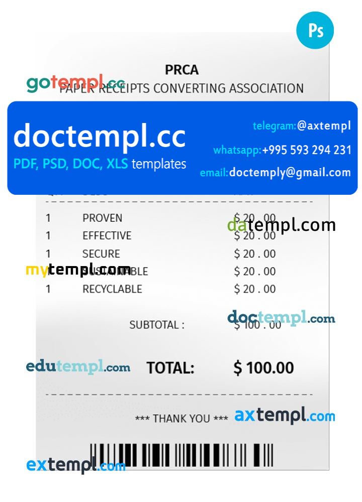 PRCA payment check PSD template