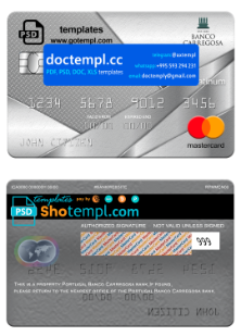 Portugal Banco Carregosa bank mastercard platinum, fully editable ...