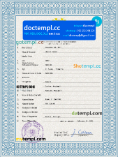 Portugal death certificate PSD template, completely editable
