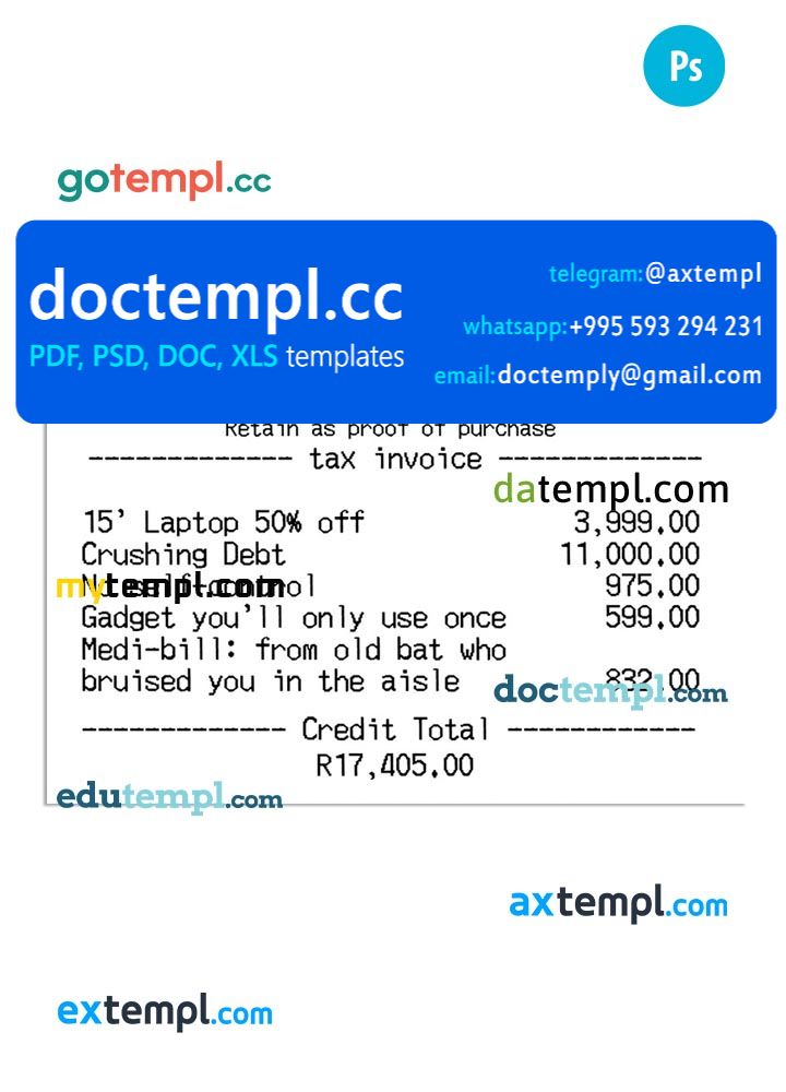 RECEIPT FOR BLACK FRIDAY payment check PSD template