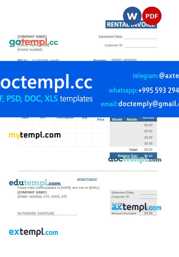 Computer Rental Invoice Rental invoice template in word and pdf format