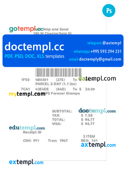 SHIPPING STORE receipt PSD template