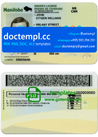 Canada Manitoba province driving license template in PSD format, fully editable