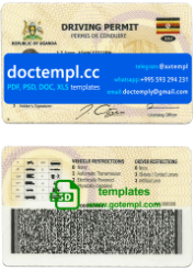 Uganda driving license template in PSD format, fully editable