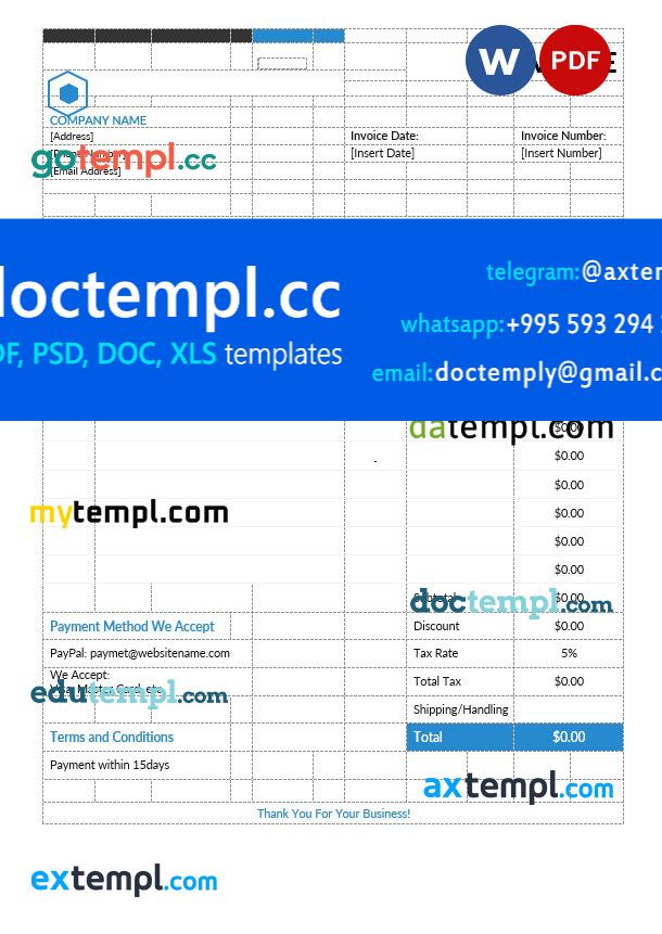 Simple Estimate Invoice template in word and pdf format
