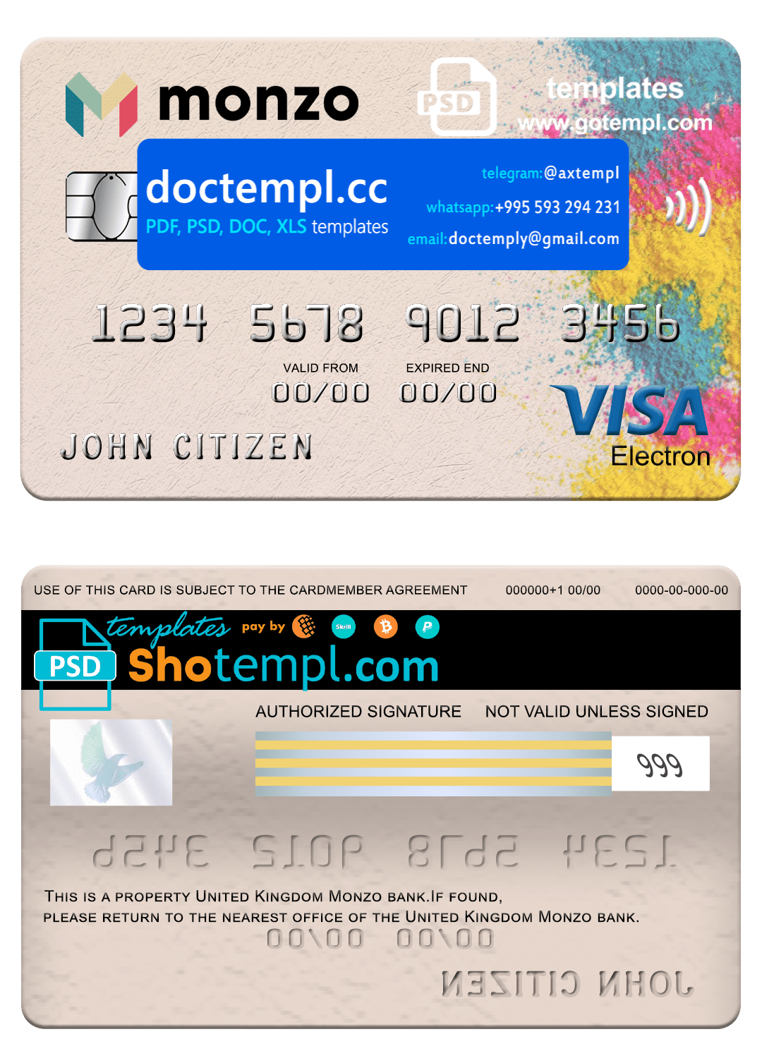 united-kingdom-monzo-bank-visa-electron-card-fully-editable-template