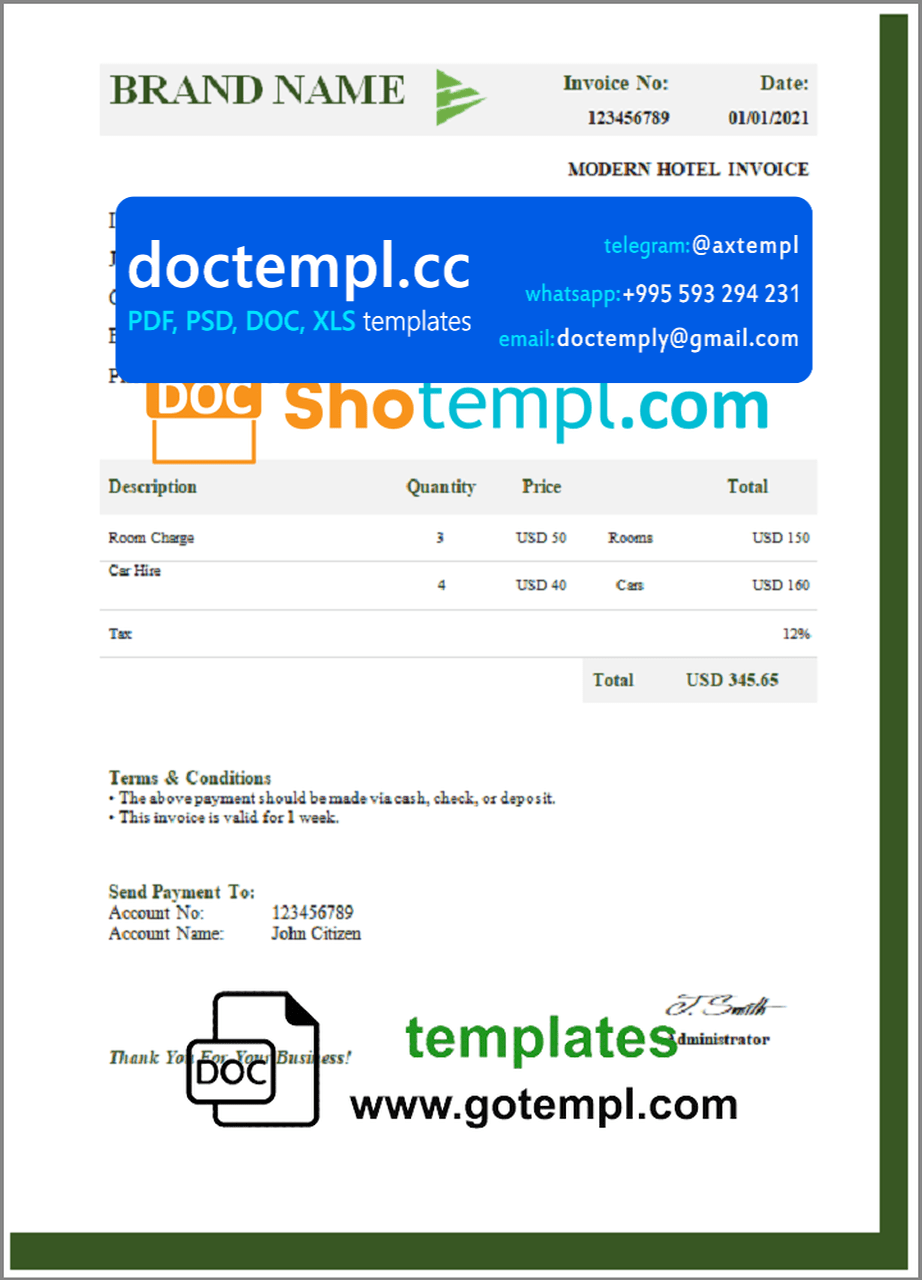 # big centre universal multipurpose invoice template in Word and PDF ...