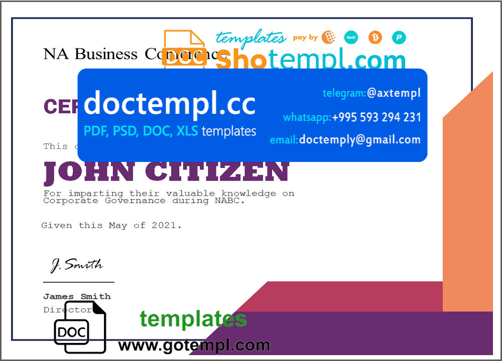 USA Appreciation Certificate template in Word and PDF format, fully editable