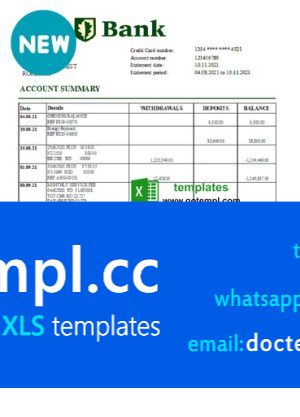 Romania CEC Bank statement easy to fill template in Excel and PDF format