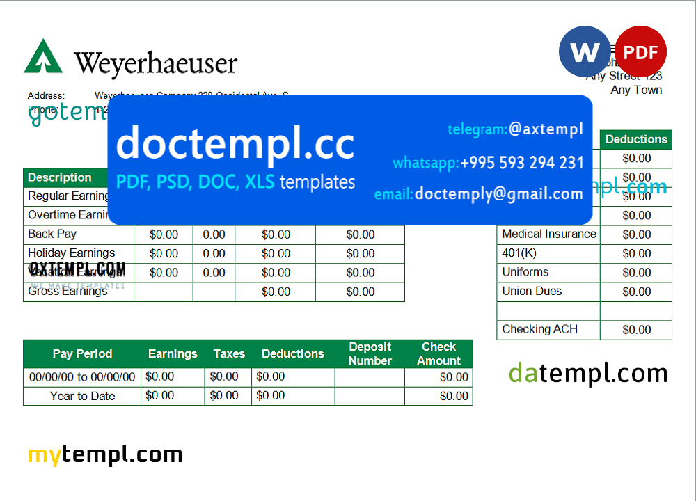 USA forest and paper company employee sheet template in Word and PDF format
