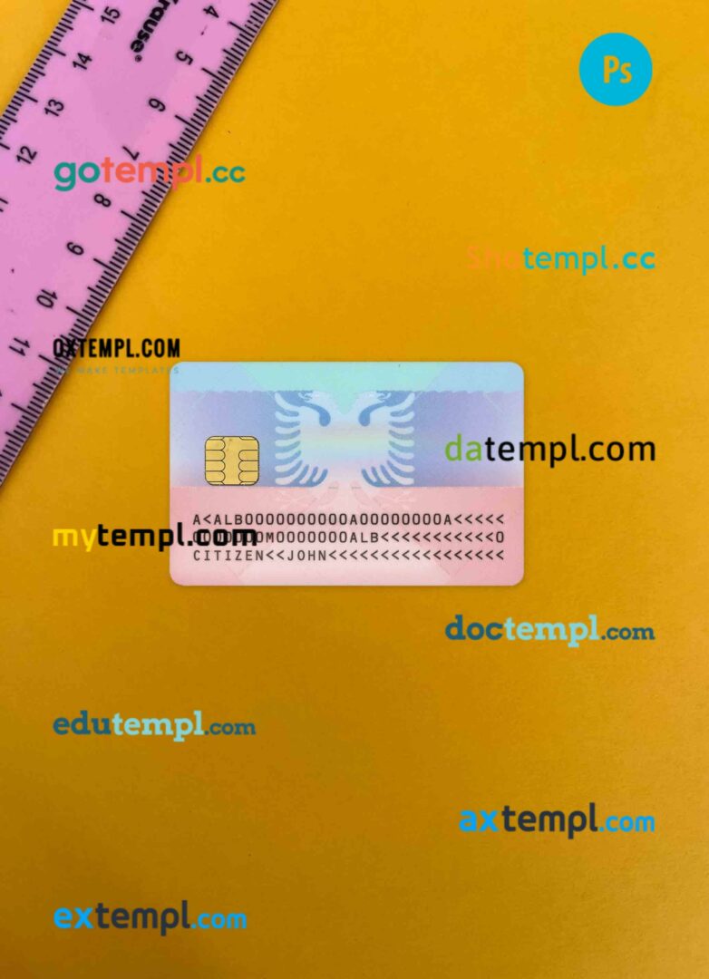 Albania ID card PSD files, scan look and photographed image, 2 in 1 - Image 2