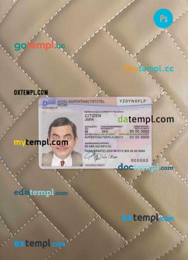 Germany residence permit editable PSD files, scan and photo taken image, 2 in 1 (2011-present) (version2)