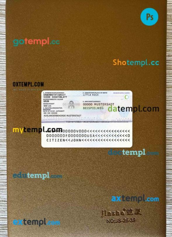 Germany residence permit editable PSDs, scan and photo-realistic snapshot, 2 in 1 (2011-present) - Image 2
