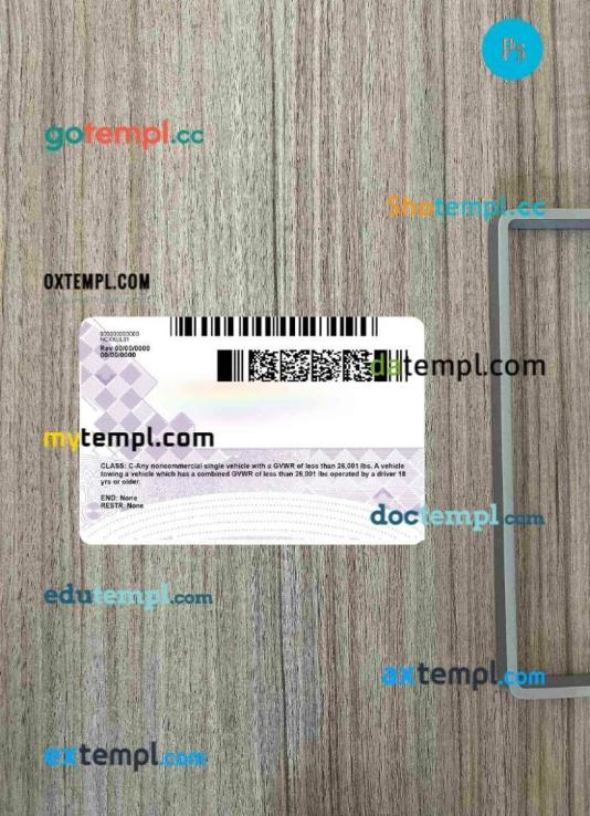 USA North Carolina driving license PSD files, scan look and photographed image, 2 in 1, under 21 - Image 2