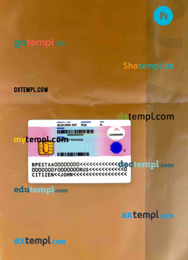 Estonia residence permit PSD files, scan and photo taken image, 2 in 1 - Image 2