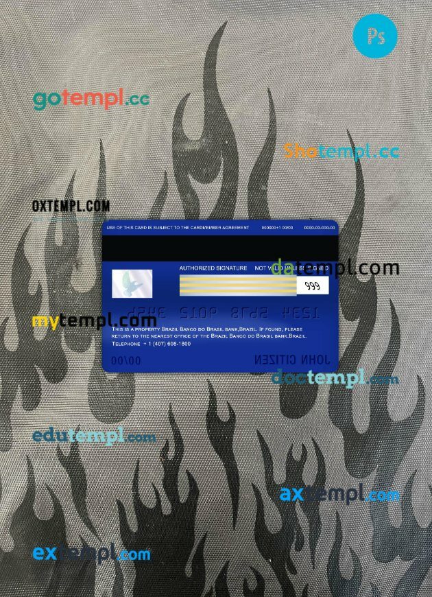 Brazil Banco do Brasil bank visa card PSD scan and photo-realistic snapshot, 2 in 1 - Image 2