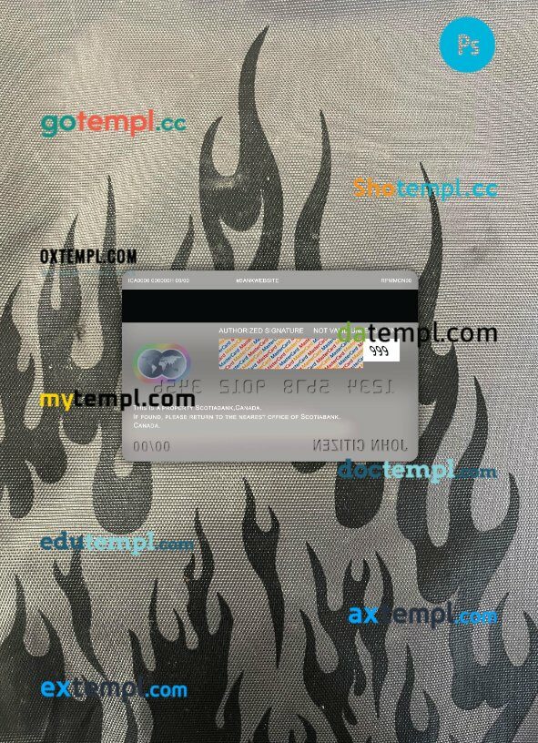 Canada Scotiabank master debit card PSD scan and photo taken image, 2 in 1 - Image 2