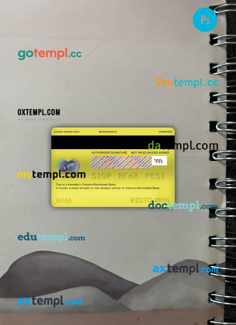 Croatia Raiffeisen bank master debit card PSD scan and photo taken image, 2 in 1 - Image 2