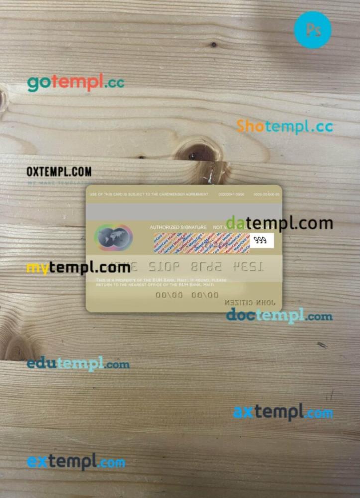 Haiti BUH Bank mastercard PSD scan and photo taken image, 2 in 1 - Image 2