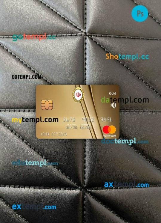 Iran Melli Bank mastercard gold PSD scan and photo taken image, 2 in 1