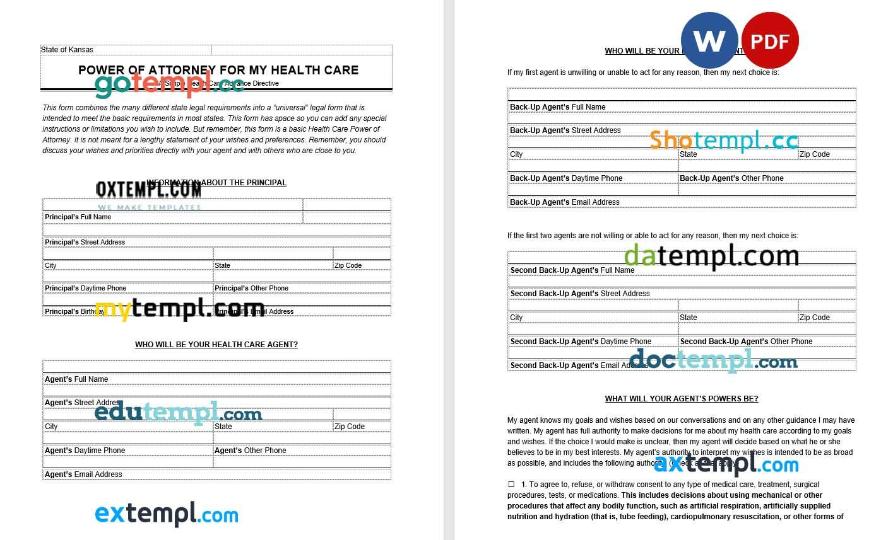 Kansas Medical Power of Attorney example, fully editable