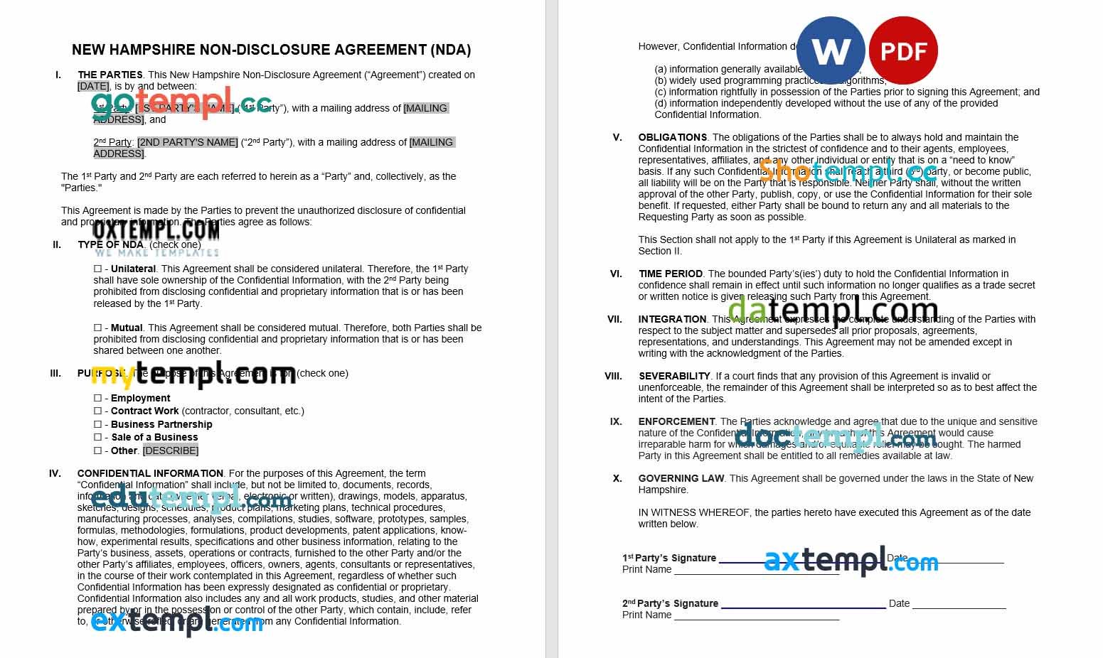 Nda Stamp Location Example.pdf free download New Hampshire non-disclosure agreement NDA example, Word ...